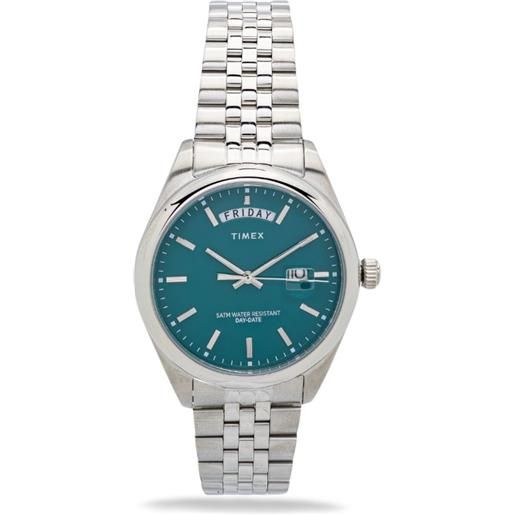 Orologio Timex Uomo Al Quarzo - Cinturino In Pelle Marrone, Quadrante Verde, Cassa 41mm, Impermeabile 3 BAR