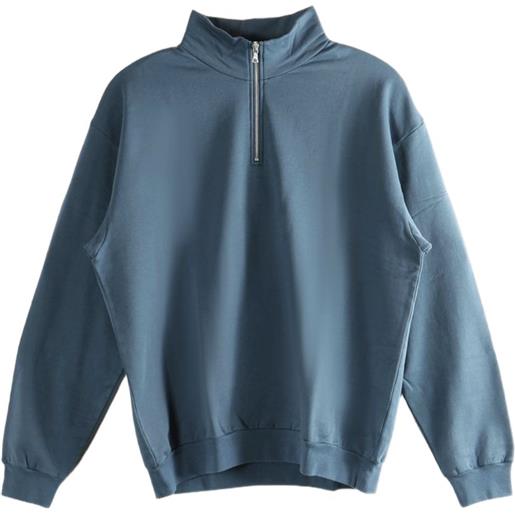Auralee felpa con mezza zip - blu