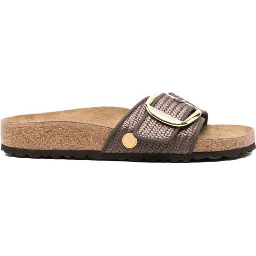 Birkenstock sandali madrid in rafia con fibbia - marrone