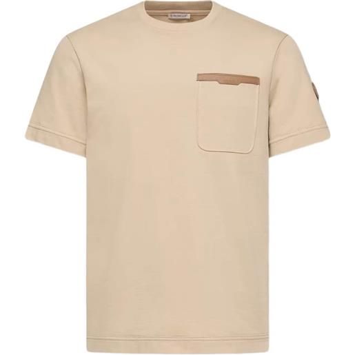 Moncler t-shirt con bordo in pelle - toni neutri