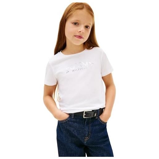 Tommy Hilfiger tommy foil tee ss kg0kg08974 maglietta s/s, red (vintage cerise), 3 anni bambine e ragazze