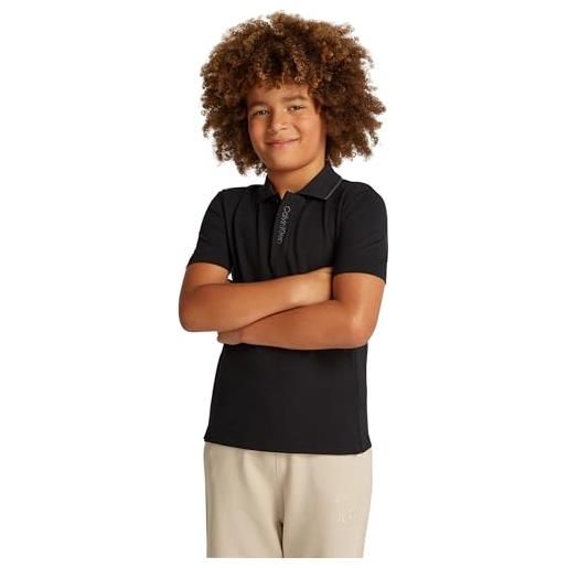 Calvin Klein embro logo pique polo ib0ib02370 s/s, black (ck black), 14 anni bambini e ragazzi
