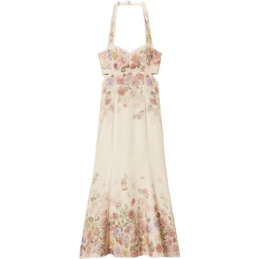 TWINSET abito a fiori con cut-out - toni neutri