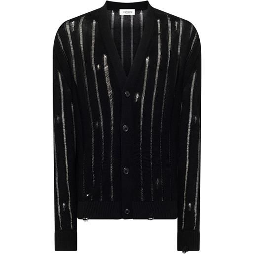Laneus cardigan effetto vissuto con bottoni - nero