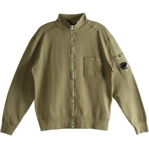 C.P. Company felpa leggera in pile con zip - verde