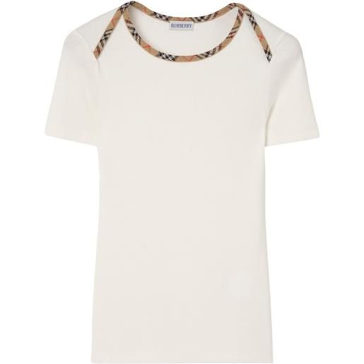 Burberry t-shirt con bordo a quadri - toni neutri