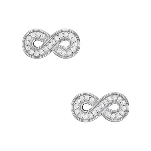 Fossil Orecchini A Perno Donna: Cuore In Perline D'Argento 925, 9,2x7,6mm, In Gift Box - 2