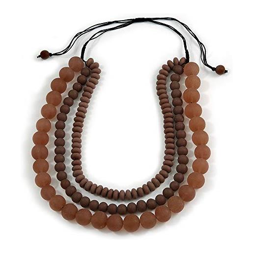 Collana Multifilo in Organza Nera, Arancione, Verde e Rosa - Fiori di Lillà