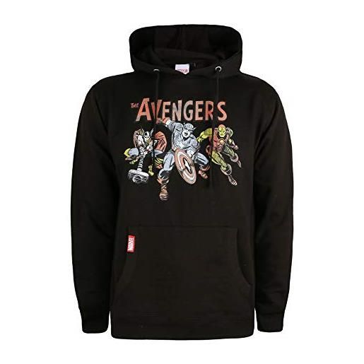 Marvel - felpa con cappuccio da uomo vintage avengers nero l