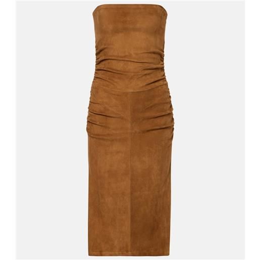 Stouls abito midi salma in suede con ruches