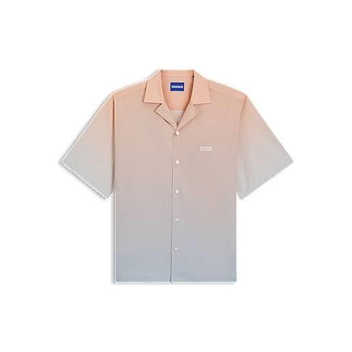 HUGO camicia relaxed fit con stampa sfumata, arancio chiaro