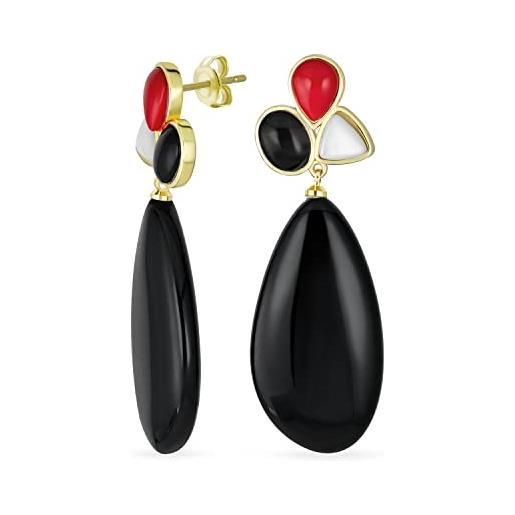 NKlaus coppia di orecchini in onice vera a strappo in oro giallo 333 8 carati 6mm 7957