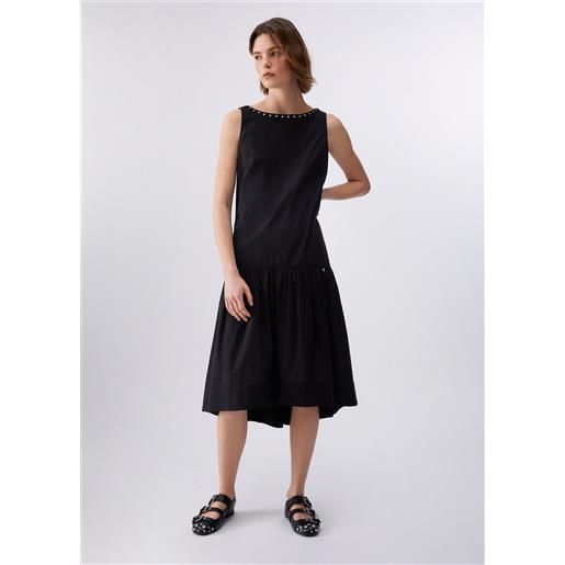 LIUJO liu jo abito lungo con castoni gioiello, nero