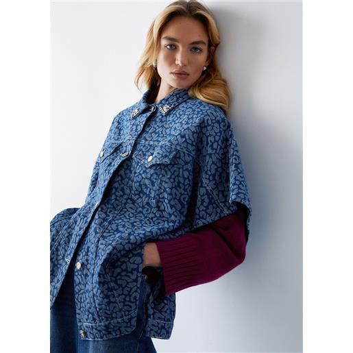 LIUJO liu jo cappa in denim animalier, denim blu