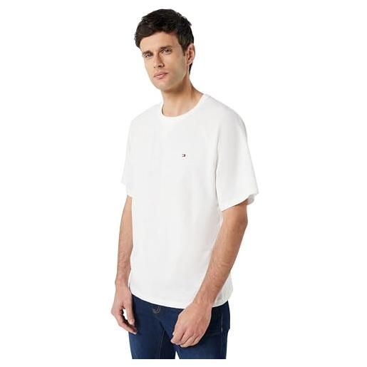 Tommy Hilfiger uomo t-shirt maniche corte tee in cotone, bianco (th optic white 000001), m