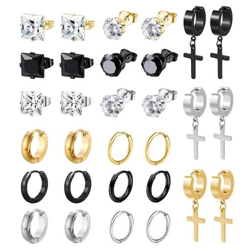 Orecchini A Cerchio Unisex In Acciaio Inox – Forma A Croce, Colori Argento/oro/nero, Regalo Universale - 2