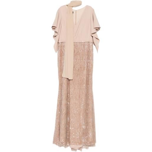 THE COUTURE CLUB abito lungo con paillettes - toni neutri