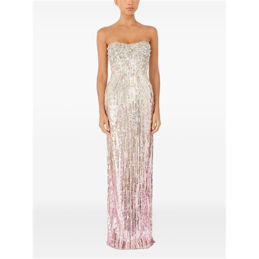 Jenny Packham abito lungo cesonia con decorazione - grigio