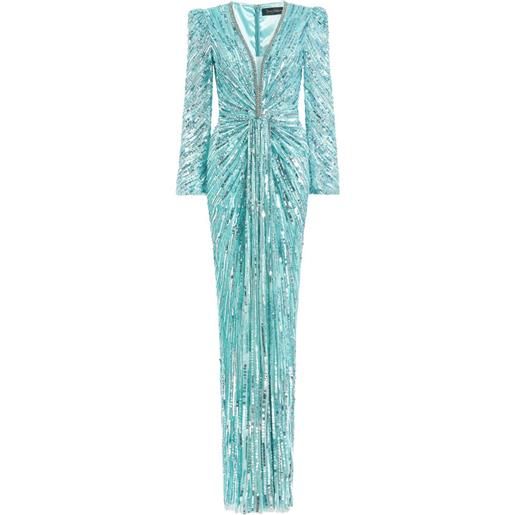 Jenny Packham abito lungo darcy con paillettes - blu