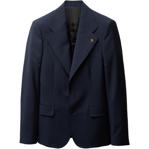 Versace blazer slim in lana e mohair - blu