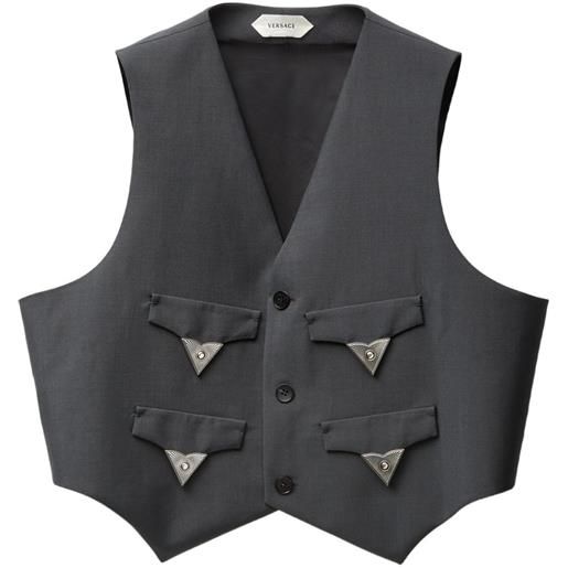 Versace gilet in lana e mohair - grigio