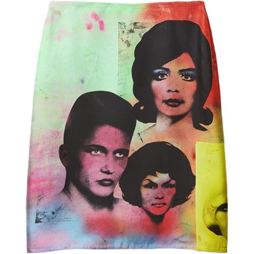 Versace gonna a matita in twill di seta con stampa - nero