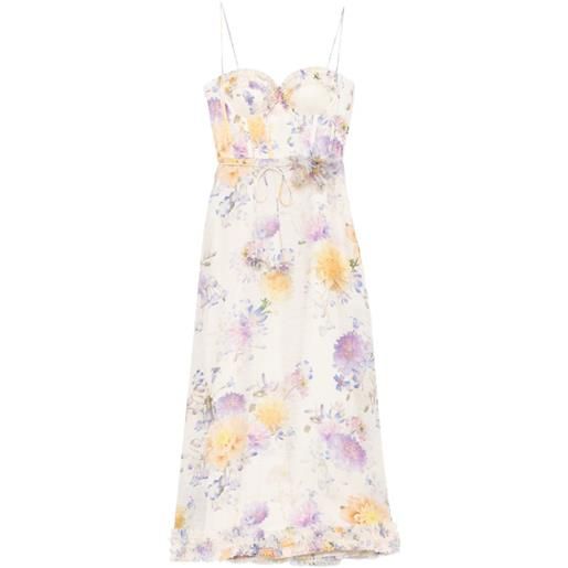 ZIMMERMANN abito midi a fiori - toni neutri