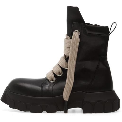 Rick Owens anfibi in pelle - nero
