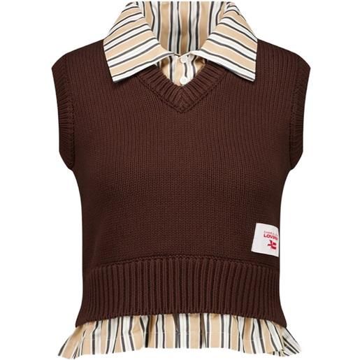 Charles Jeffrey Loverboy camicia crop con scollo a v - marrone