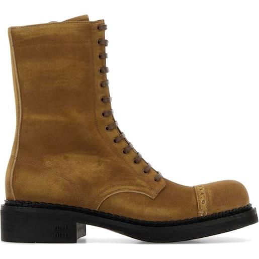 Miu Miu anfibi stringati in pelle scamosciata - toni neutri