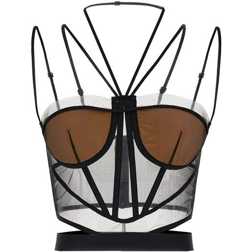 Nensi Dojaka corsetto con inserti semi trasparenti - nero