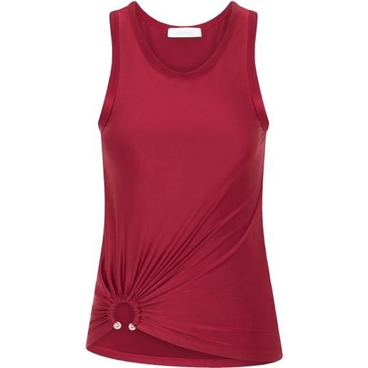 Rabanne top smanicato con ruches - rosso