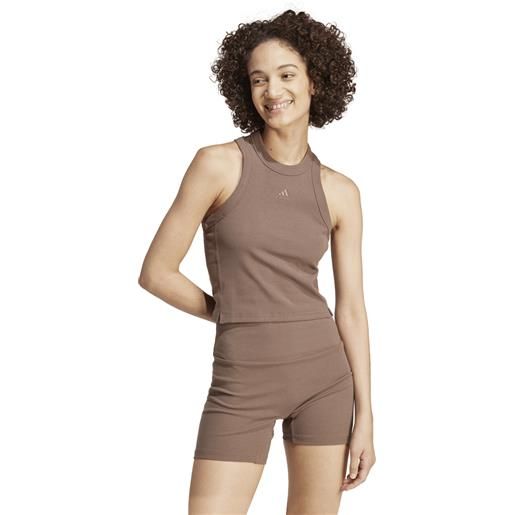 Adidas canotta lounge ribbed crop da donna