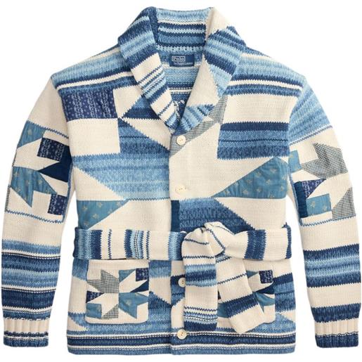 Polo Ralph Lauren cardigan con design patchwork - blu