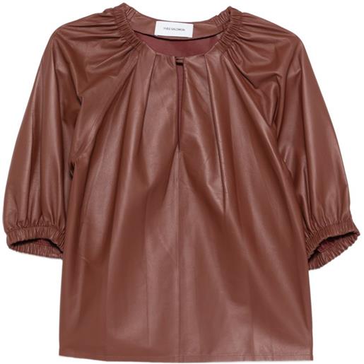 Yves Salomon top con arricciatura - marrone