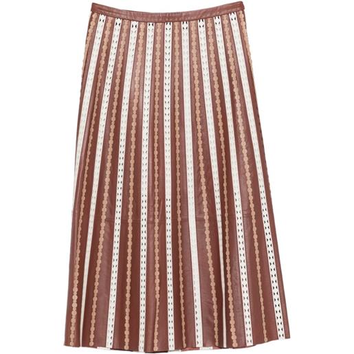 Yves Salomon gonna midi a righe - marrone