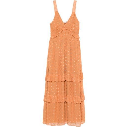 TWINSET abito lungo con ruches - arancione