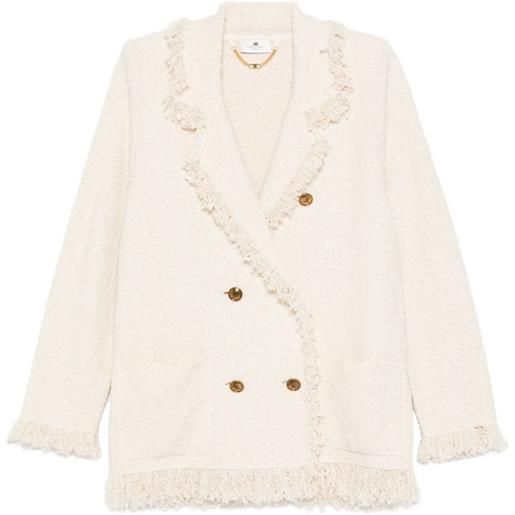 Elisabetta Franchi blazer doppiopetto con frange - toni neutri