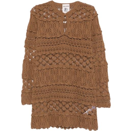 Semicouture abito corto con ruches - marrone