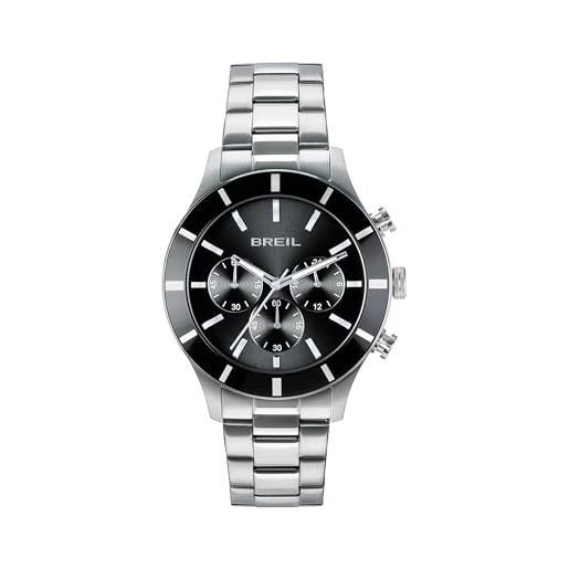 Breil Extreme Noir Orologio Uomo Cronografo, Cassa In Acciaio Finitura Bilux, Bracciale A Tre Maglie, Lunetta Tachimetrica, 10 ATM, Regalo