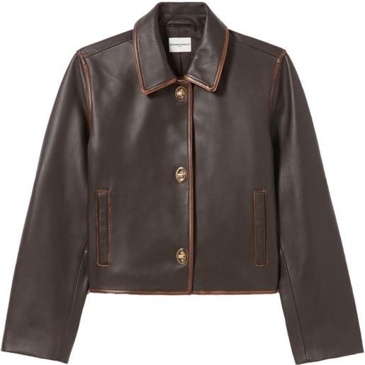 Claudie Pierlot giacca crop in pelle - marrone