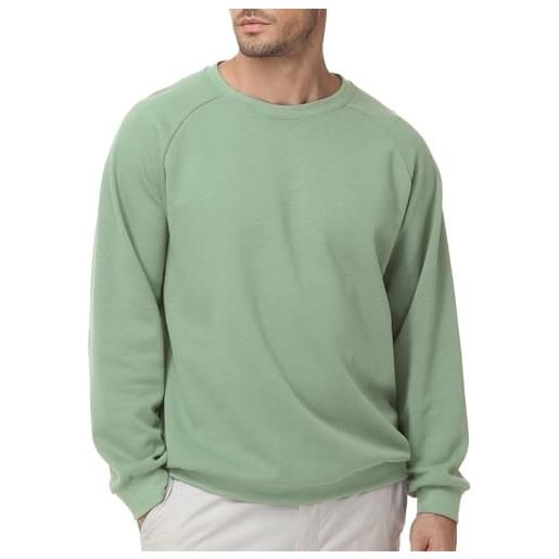 PepyPepy felpa da uomo girocollo - maglione leggero in cotone, tinta unita, per tutti i giorni e a strati, verde slavato, xl