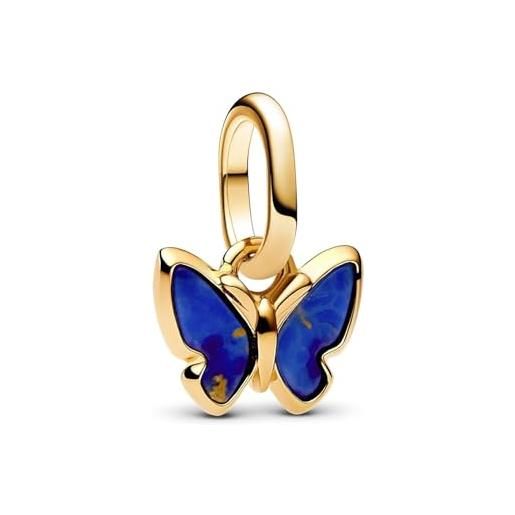 Collana con ciondolo a forma di farfalla e croce in oro 10K e zirconi