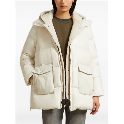 Yves Salomon impermeabile con cappuccio e tasca - bianco