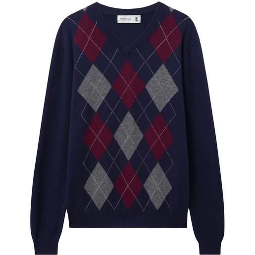 Pringle of Scotland maglione a rombi in cashmere - blu