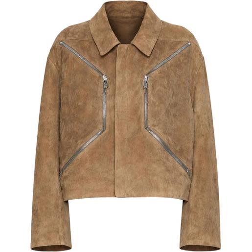 Rick Owens cappotto heizer mac con zip - marrone