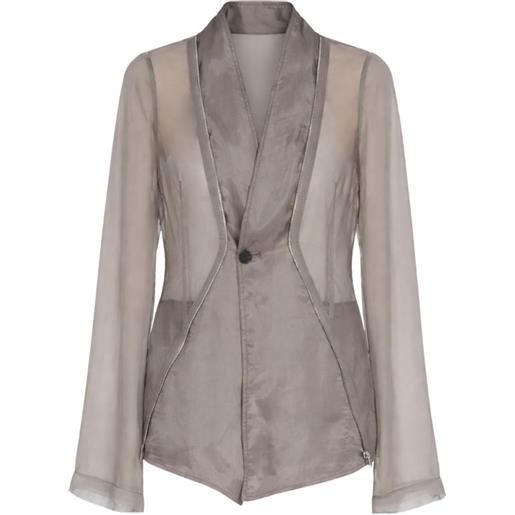 Rick Owens camicia temple stag con zip - grigio