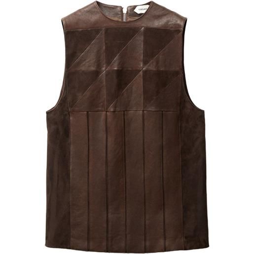 Versace abito corto smanicato con inserti a contrasto - marrone