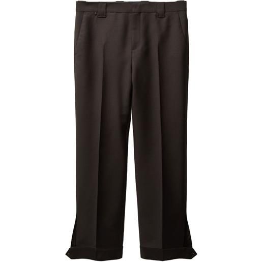 Versace pantaloni a gamba ampia in lana e mohair - marrone