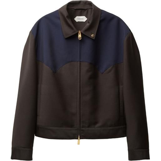 Versace blusa in misto lana e mohair con zip - marrone